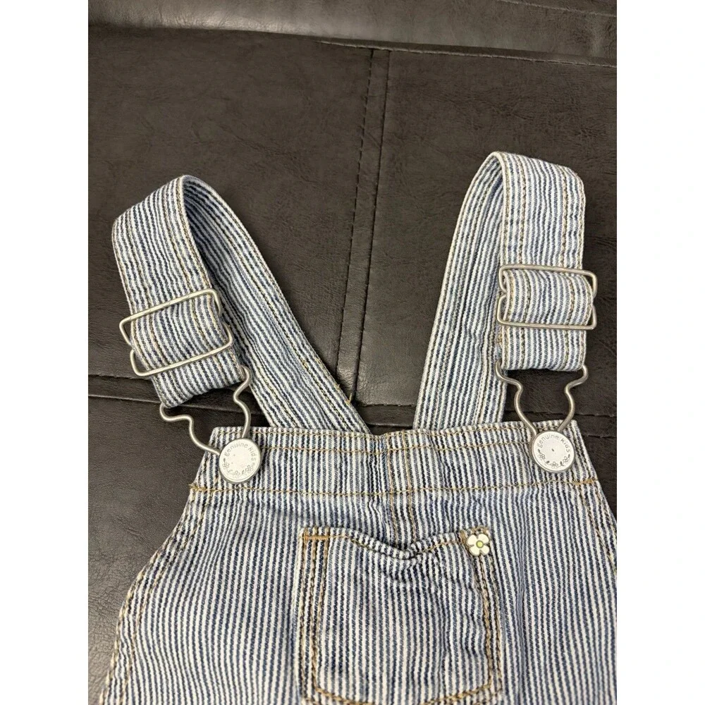 Y2k OshKosh Girls 2T Striped Denim Overall Dress